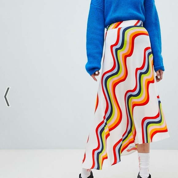 House of Holland Colorful Wave Pattern MIDI Skirt - Picture 2 of 13